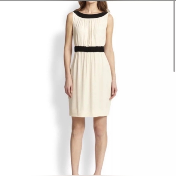 🌞Kate Spade New York Fluid Crepe Low Back Sheath Dress Blacl Cream Size 0 - Picture 8 of 15